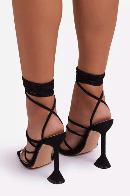 Tie |Ankle High Heeled Sandals - Lora Toronto