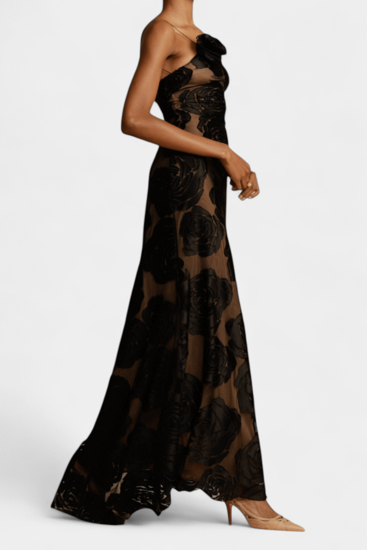 Vlada |Velvet Floral Gown - Lora Toronto
