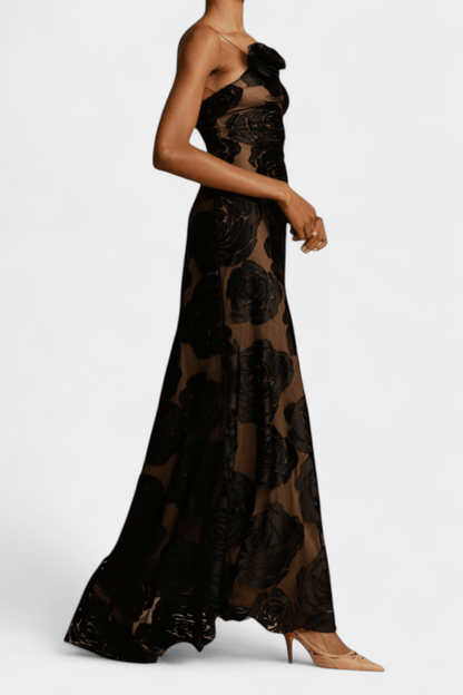 Vlada |Velvet Floral Gown - Lora Toronto
