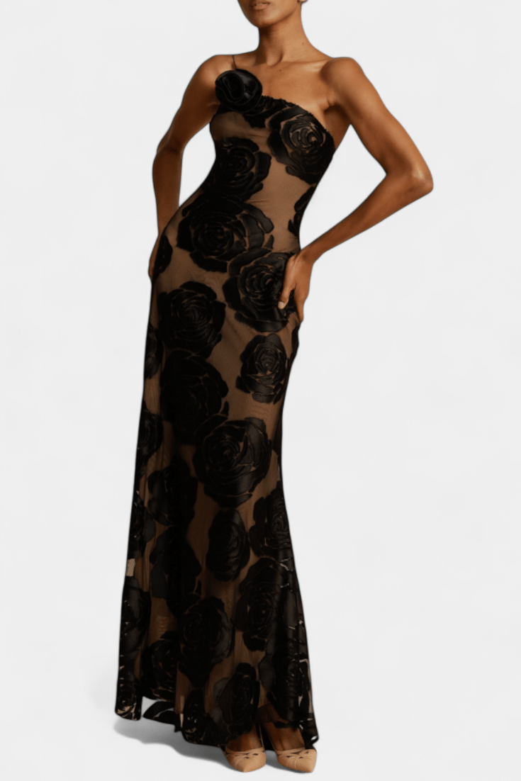 Vlada |Velvet Floral Gown - Lora Toronto