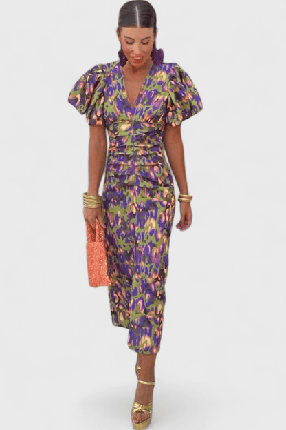 Wibia Colourful Pleated - Sleeve Dress - Lora Toronto