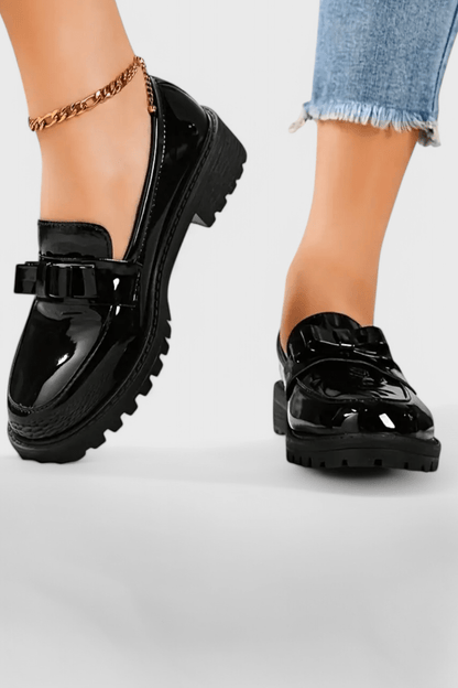 Zinnia Bow Detail Block Heel Loafers - Lora Toronto
